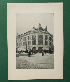 Blatt Architektur Berlin 1898 Hamburger Warenhaus A Jahndorf und Co Belle-Alliancestrasse Ortsansicht
